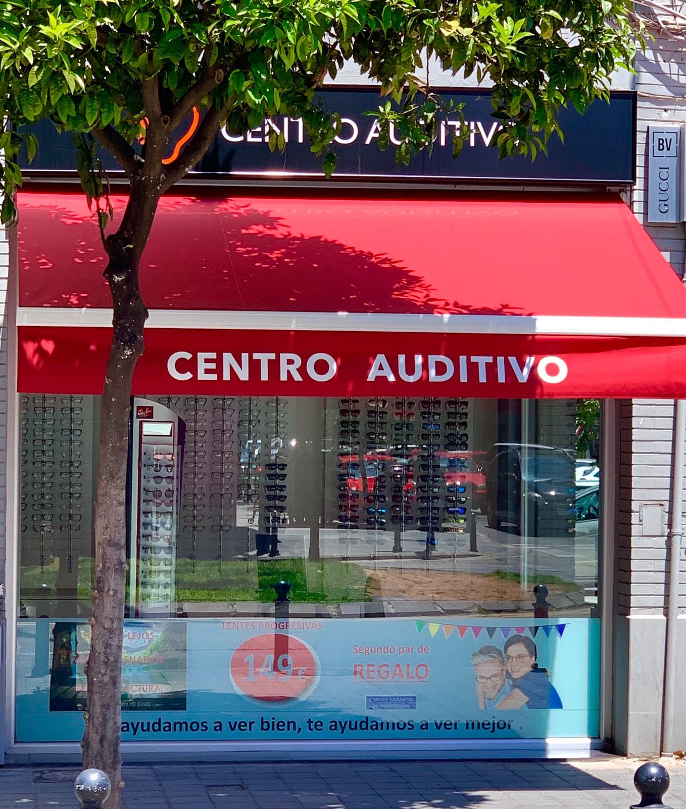 Toldo para comercio rojo